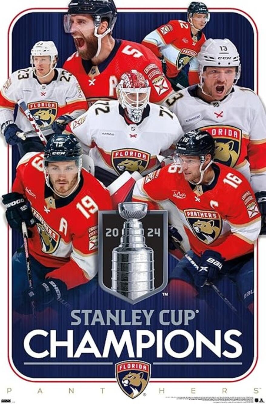 NHL Florida Panthers 2024 Stanley Cup Champions Wall Poster 34L"x 22.4" Unframed